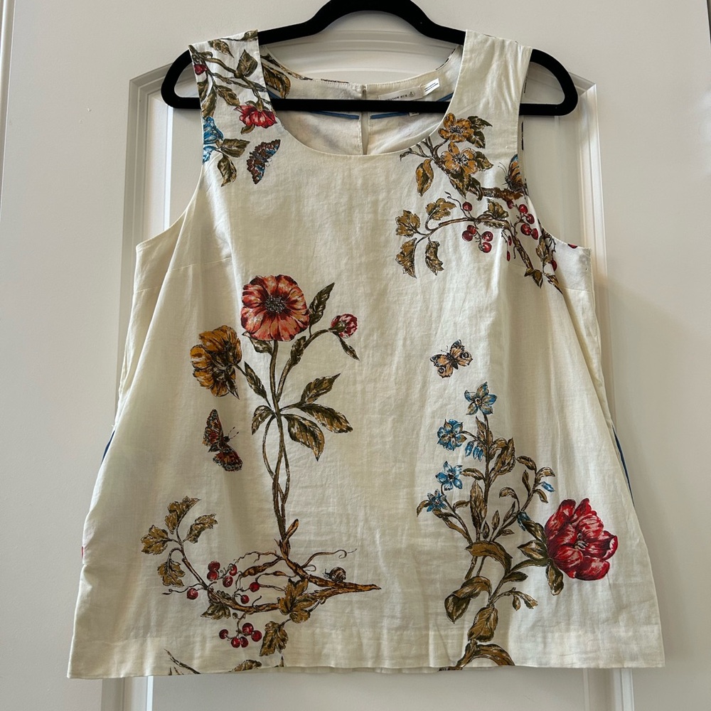 Meadow Rue Cream and Green Boxy Tank Top